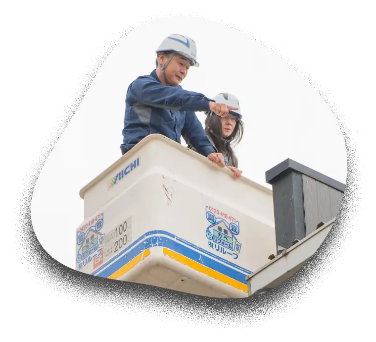 屋根を確認する様子